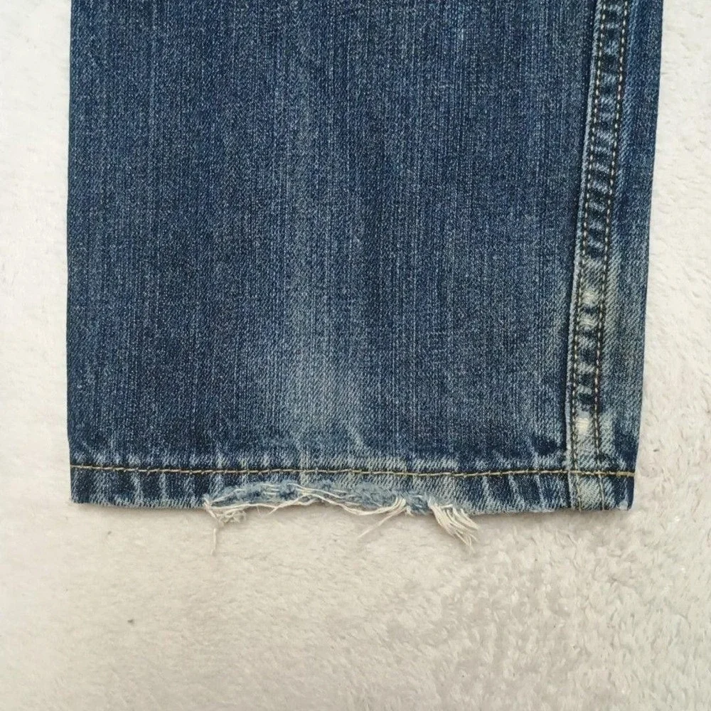 Levis 505 Jeans Mens 34x36 Blue Straight Medium Wash Denim 5-Pocket Distressed